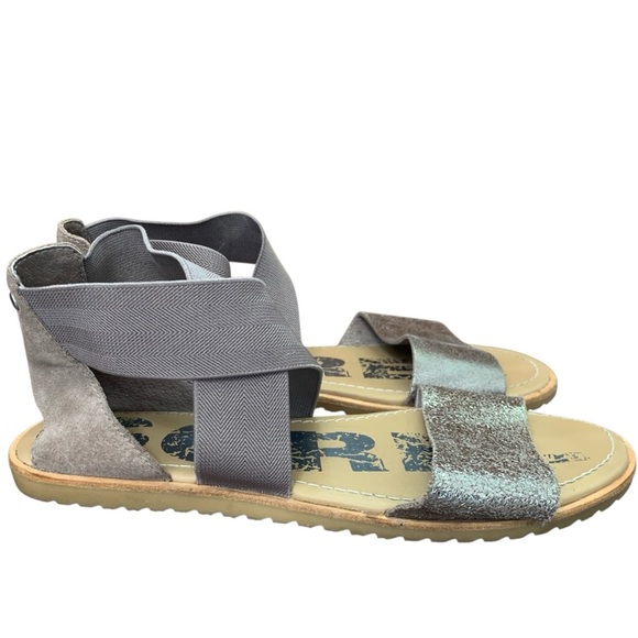 SOREL Ella Sandals Womens 7.5 Gold Brown Metallic Leather Strappy Gladiator Flat - Picture 2 of 7